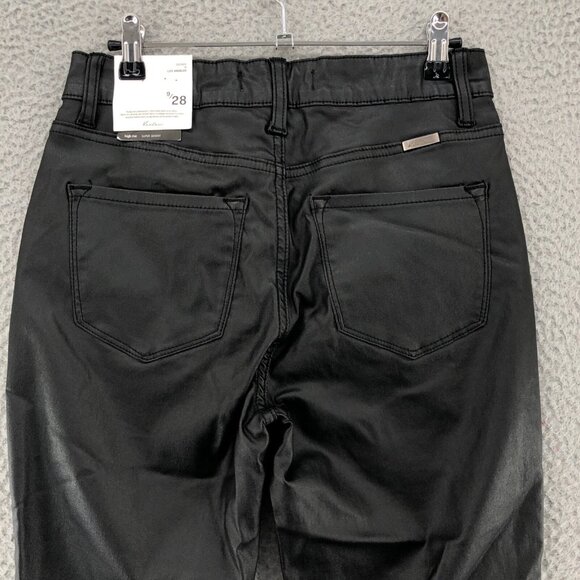 KanCan Jeans Womens 9 28 Black Autumn Coated High Rise Skinny PU Button Fly NWT - Picture 4 of 13